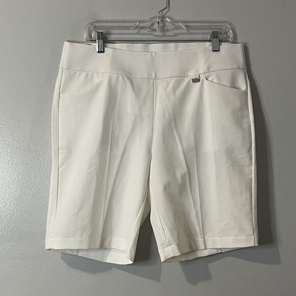 GREG NORMAN Pull On Golf Shorts Size Large White NEW Elastic Waist Active Sport - Picture 2 of 9
